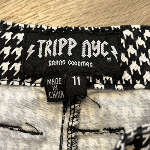 Women's Dang Goodman Tripp NYC Houndstooth Skinny Jeans SZ 11 Black Rocker Pants - Picture 9 of 14